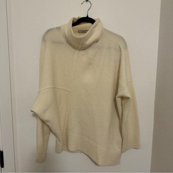 All Saints Lock Roll Neck Relaxed Fit Sweater Chalk White Size Medium Women’s - Picture 3 of 13